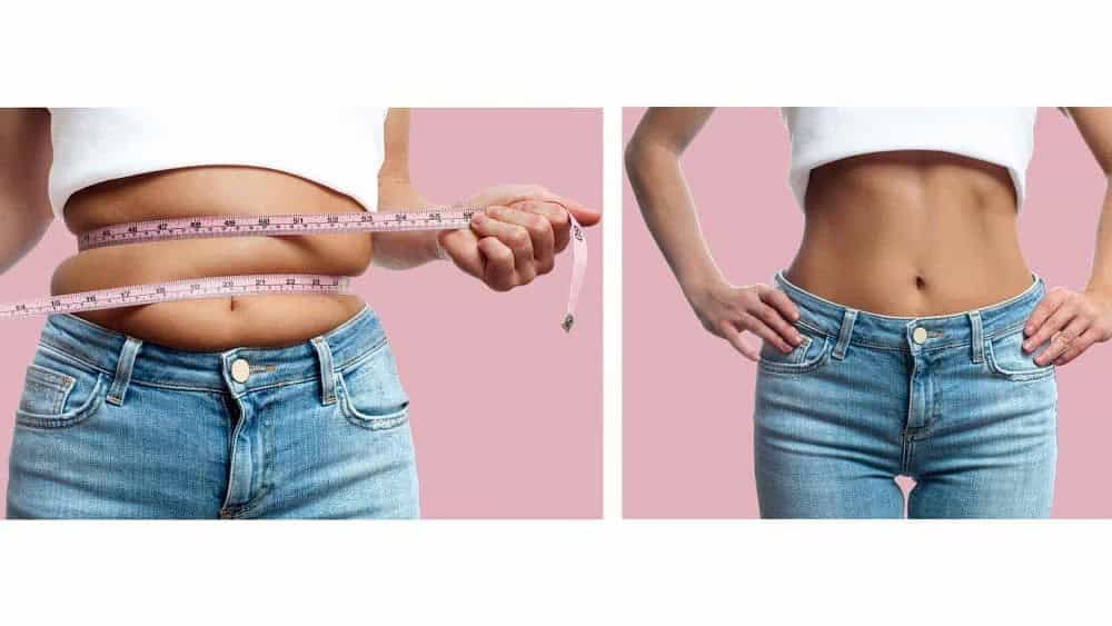 Before and after weight-loss waists